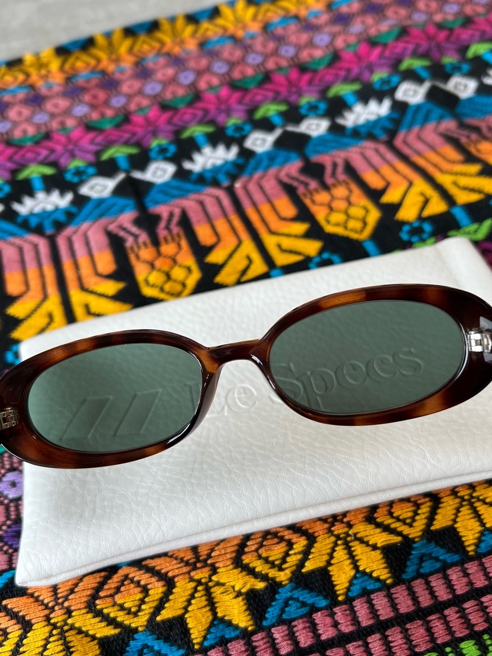 Le Specs Outta Love Tortoiseshell Oval Sunglasses Brown - Picture 5 of 13